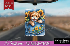 Denim Air Freshener PNG - Dog In Pocket PNG Sublimation Product Image 1