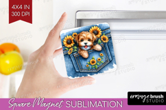 Denim Magnet Sublimation - Dog In Pocket Square Magnet PNG Product Image 1