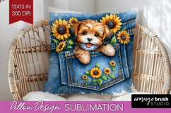 Denim Pillow Sublimation - Dog In Pocket Pillow Cover PNG Product Image 1
