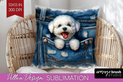 Denim Pillow Sublimation - Dog In Pocket Pillow Cover PNG Product Image 1
