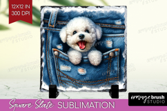 Denim Slate PNG - Dog In Pocket Square Slate Sublimation Product Image 1