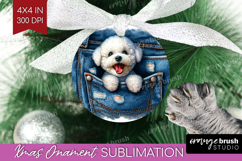Denim Ornament PNG - Dog In Pocket PNG Sublimation Product Image 1