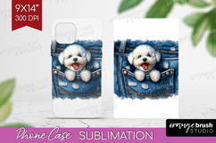 Denim Phone Case PNG - Dog In Pocket Case PNG Sublimation Product Image 1