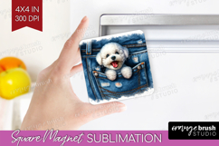 Denim Magnet Sublimation - Dog In Pocket Square Magnet PNG Product Image 1