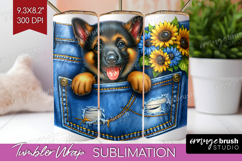 Denim Tumbler Wrap - Dog In Pocket Tumbler PNG Sublimation Product Image 1