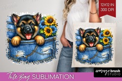 Denim Tote Bag - Dog In Pocket Tote Bag PNG Sublimation Product Image 1