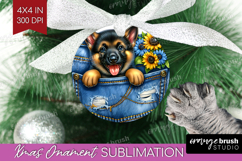 Denim Ornament PNG - Dog In Pocket PNG Sublimation Product Image 1