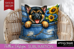 Denim Pillow Sublimation - Dog In Pocket Pillow Cover PNG Product Image 1
