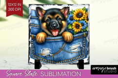 Denim Slate PNG - Dog In Pocket Square Slate Sublimation Product Image 1