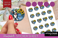 Denim Round Sticker - Dog In Pocket Printable Sticker Sheet Product Image 1