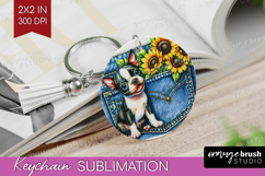 Denim Keychain PNG - Dog In Pocket Keychain Sublimation Product Image 1