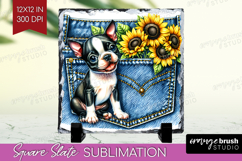 Denim Slate PNG - Dog In Pocket Square Slate Sublimation Product Image 1