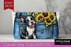 Denim Cosmetic Bag - Dog In Pocket Makeup Bag PNG Product Image 1