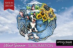 Denim Wind Spinner Sublimation PNG - Dog In Pocket Round Product Image 1