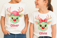 Personalized Kids Christmas PNG, Merry Christmas Reindeer Product Image 1
