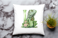 Watercolor Iguana Alphabet Letter I Clipart Sublimation PNG Product Image 3