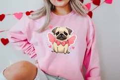 Sweet Pugs Valentine Clipart, Valentines PNG Product Image 2