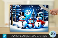 Snowman Family Names Engraved Cutting Board PNG Design Product Image 1
