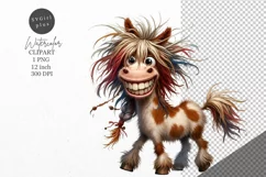 Whimsical clipart, Whimsical horse clipart, Funny horse Product Image 1