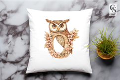 Floral Owl Monogram Letter O Clipart Sublimation PNG Product Image 3
