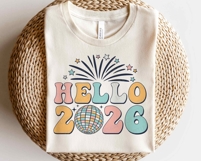 Hello New Year 2026 SVG | Retro Disco ball New Year 2026 PNG Product Image 2