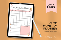 Cute Monthly Planner Template for Canva Printable Aesthetic Product Image 1