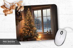 Serene Holiday Scene with Christmas Tree Mouse Pad PNG Product Image 1