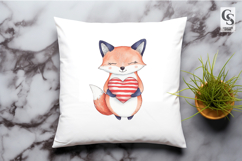 Patriotic Fox Holding Heart Clipart PNG Product Image 2