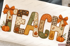 Peach Patchwork TEACH PNG Design teach png, teacher png Product Image 3