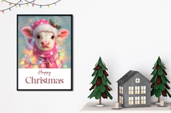Cute Christmas Cow Greeting Card, Happy Christmas Card Product Image 2