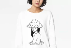 Head in the clouds svg, Dreamer svg, Woman svg, Minimalist Product Image 2