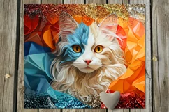 3D papercut cats | 8 Skinny tumbler sublimation designs, JPG Product Image 2