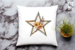 Rustic Floral Star Frame Clipart Sublimation PNG Product Image 2