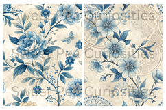 Shabby Chic, Blue, flowers, Papers, Junk Journal Product Image 2