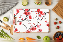 Watercolor Plum Blossom Cutting Boards sublimation Designs Product Image 2