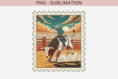 Vintage Rodeo Stamp PNG | Cowboy Bull Riding Clipart Product Image 2