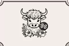 Floral Highland Cow svg, Highland Cow with Flower Clipart Product Image 2