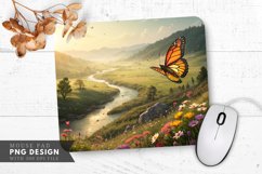 Butterfly Bliss in a Colorful Valley Mouse Pad PNG Design Product Image 1