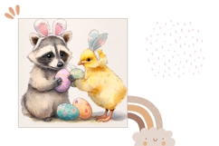 Easter Raccoon Pillow case, Easter Eggs Pillow Template Product Image 2