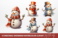 Christmas Snowman Watercolor Clipart Product Image 1