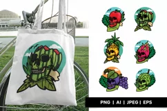 Skull Head as Various of Tropical Fruits - Set of 6 Designs Product Image 2