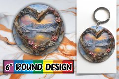Winter 3D Heart Frame Round Design Sublimation PNG Holiday Product Image 1