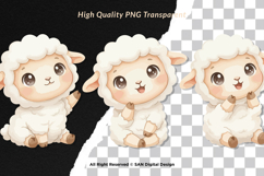 15 Bundle Watercolor Chibi Sheep Cute Farm Baby Lamb Kids Product Image 2