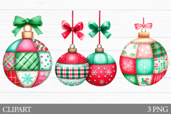 Christmas Ornament Clipart. Patchwork Christmas Clipart Product Image 1