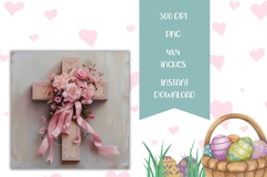 Christian Square Coasters, Floral Easter Cross Sublimation Product Image 2