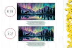 Watercolor Lake Mug Wrap, Night Forest Mug Template Product Image 2