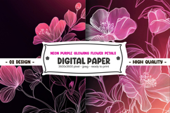 Neon purple glowing flower petals digital paper Product Image 1