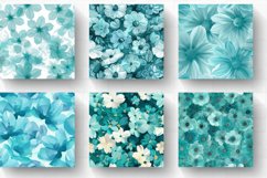 Turquoise Teal Pastel Flowers Digital Paper Backgrounds Product Image 2