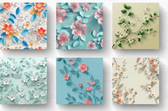 Flowers Branch Leaves Digital Paper Backgrounds Product Image 2