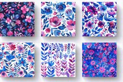 Watercolor Magenta Blue Floral Digital Paper Backgrounds Product Image 2